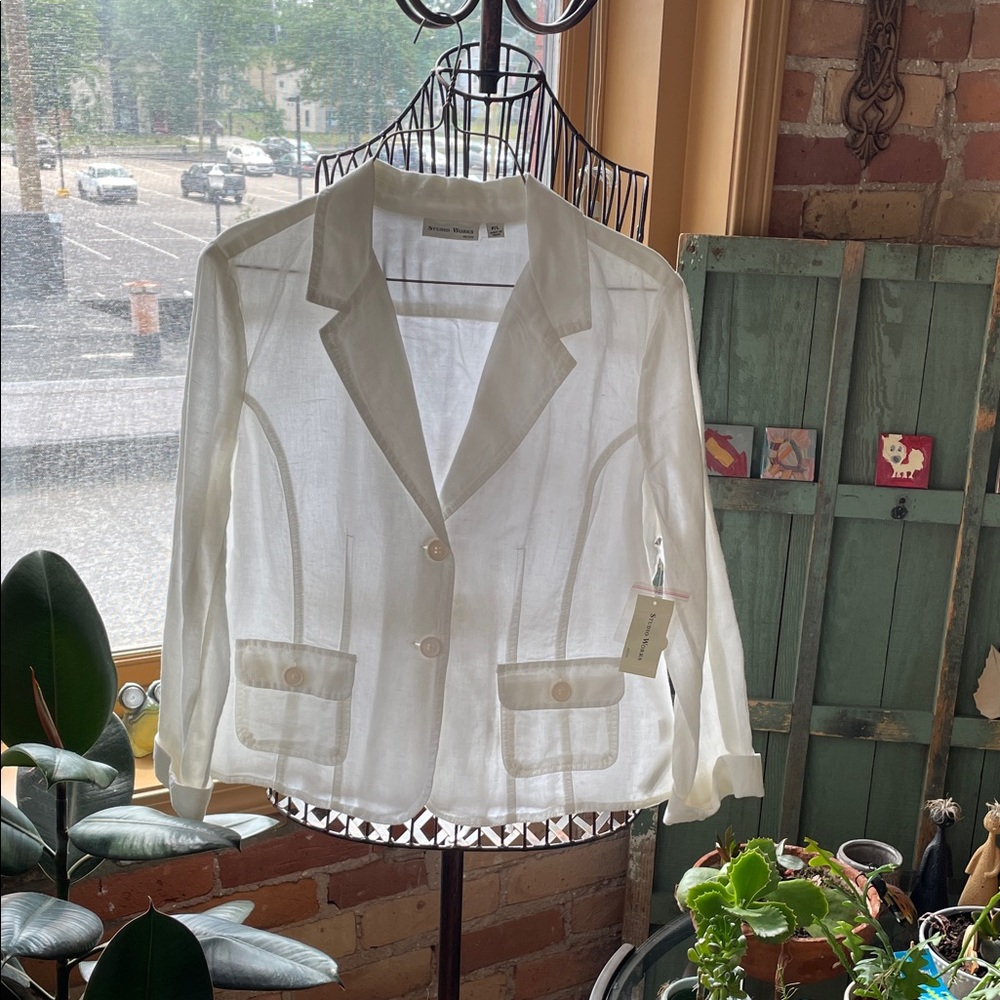 White cropped Linen Women's Blaze****